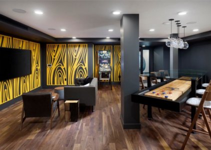 Apartments for Rent Anaheim - Rise - Game Room with Shuffle Board, Pinball, and TV