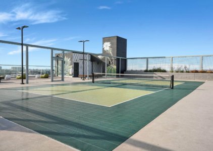 Apartments Anaheim - Rise - Rooftop Tennis Court with Lounge Area to the Left